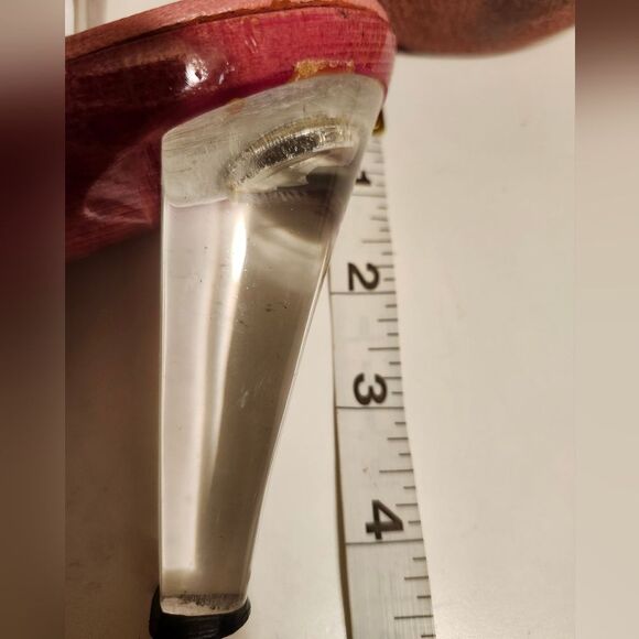 Vtg. Mint Baldinini Pink Leather/PVC Flower Lucite Heel Sandals Sz.6.5 Ret$475 - Picture 11 of 13